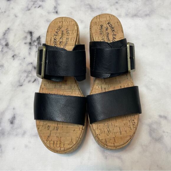 Kork-Ease Taige Black Double Strap Platform Slide Sandals - Picture 3 of 11